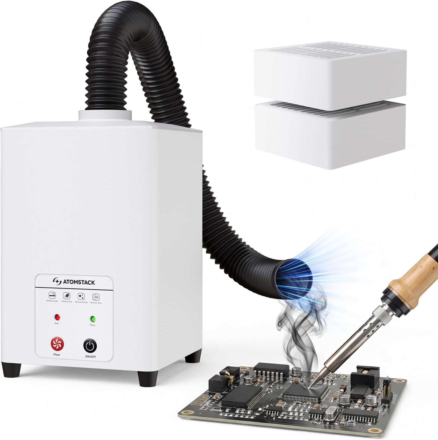 D5 Laser Machine Air Purifier 7 Layer Filter 99.97% Filtration Rate Powerful Odor Eliminator Smoke and Harmful Substances Compatible with PM2.5/Formaldehyde/TVOC for Indoor Work Garage Basement DIY Creator