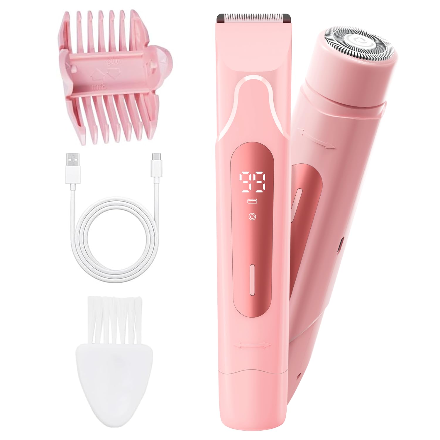 Fiemack 2026 Upgrade Bikini Trimmer for Women, 2 in 1 Electric Shaver with LED Display, IPX7 Waterproof Pubic Hair Trimmer, Rechageable Womens