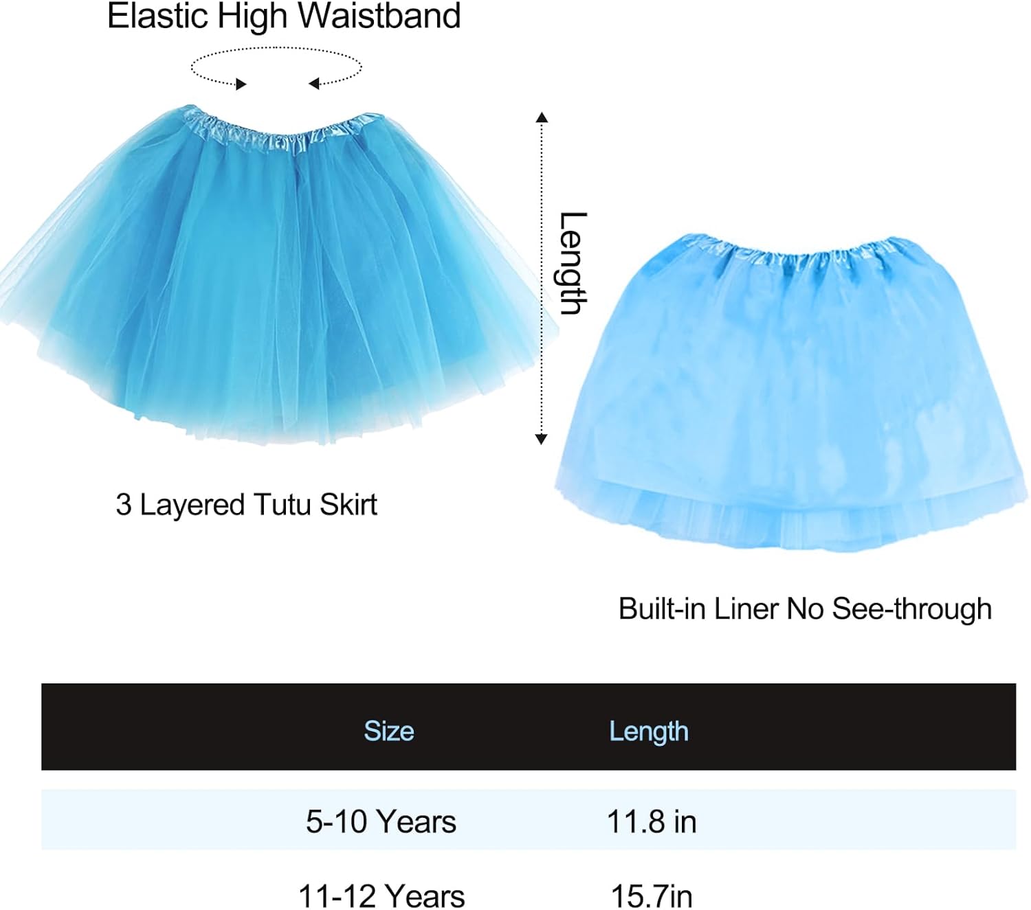 Girl's Tulle Tutu Accessories Set, Kids Red T Shirt Tutu Skirt Striped Thigh High Socks Blue Headband for Age 5-12 - Image 3