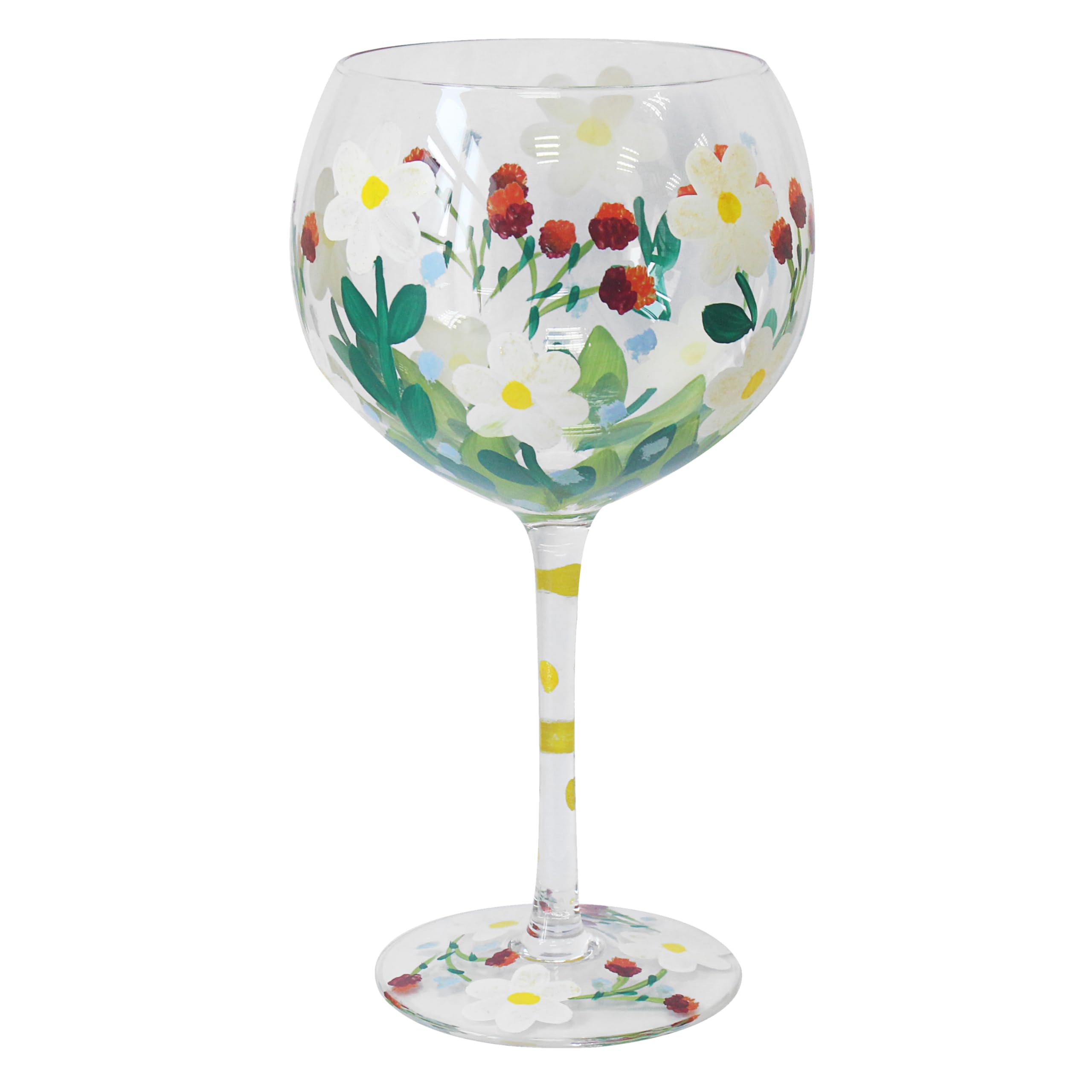 Lesser & Pavey Lynsey Johnstone Daisies Gin Glass | Hand Printed and Ml Floral Gin & Cocktail Glass | Elegant Drinking Glass for Wine & Spirits