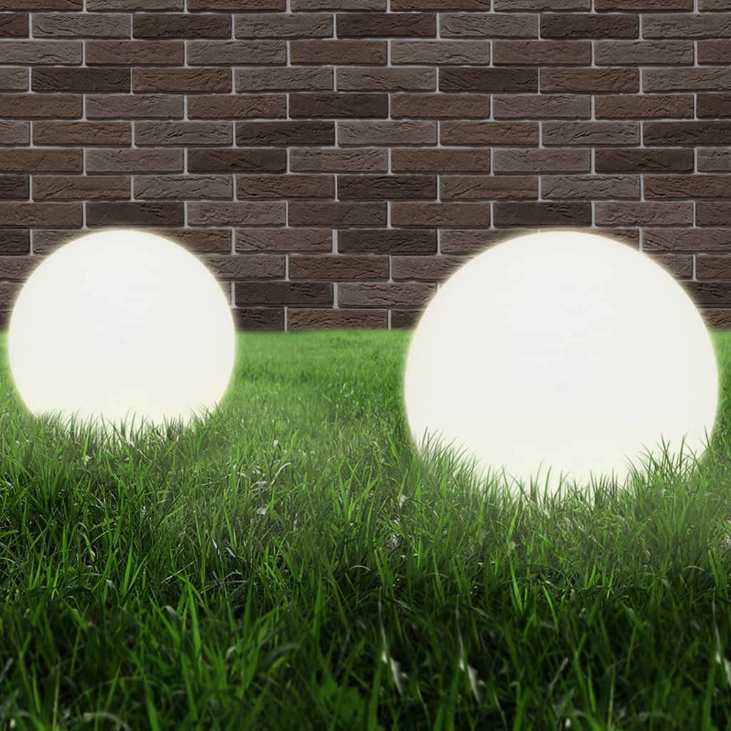 vidaXL 2X Lámpara Jardín Luz LED Esférica Bola 40 cm Iluminación Patio Terraza