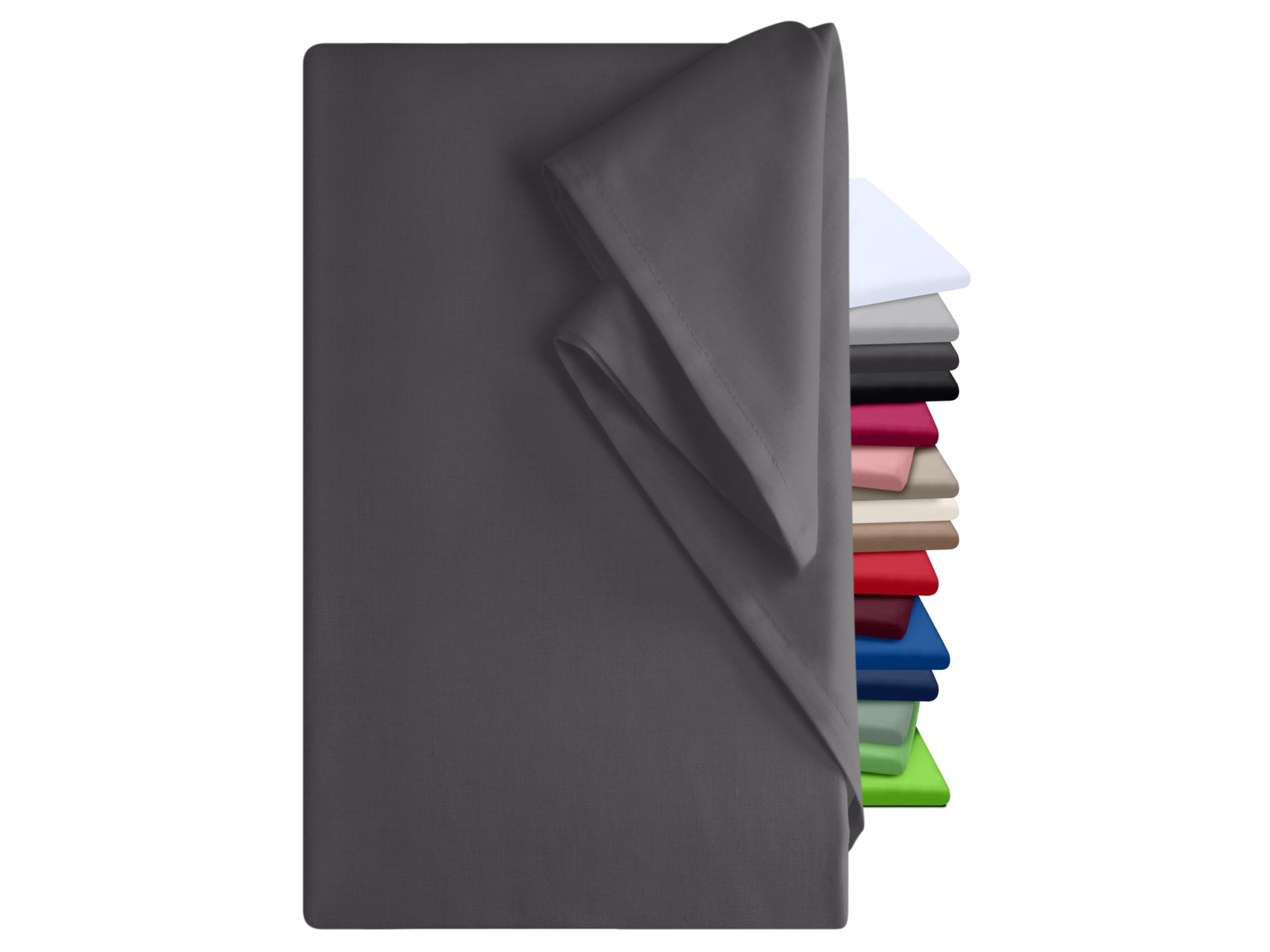 Bed sheets – 100% Cotton – 5 colours – 3 sizes - sheet without elastic, charcoal, ca. 150 x 250 cm — image 1