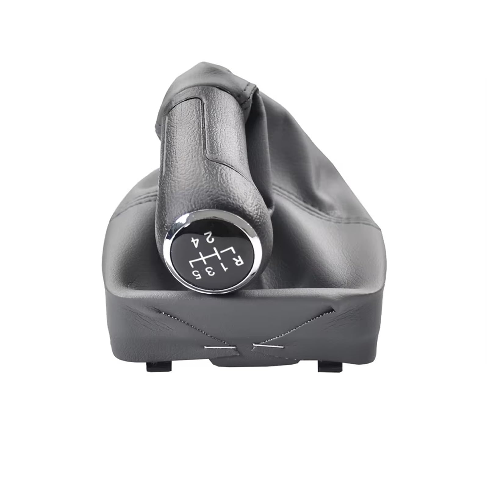 Pdurmbuab Grey Leather Gear Shift Knob Manual 5 Speed Car Gear Shift Knob With Gaitor Boot For Polo 9N 9N2 2002-2009