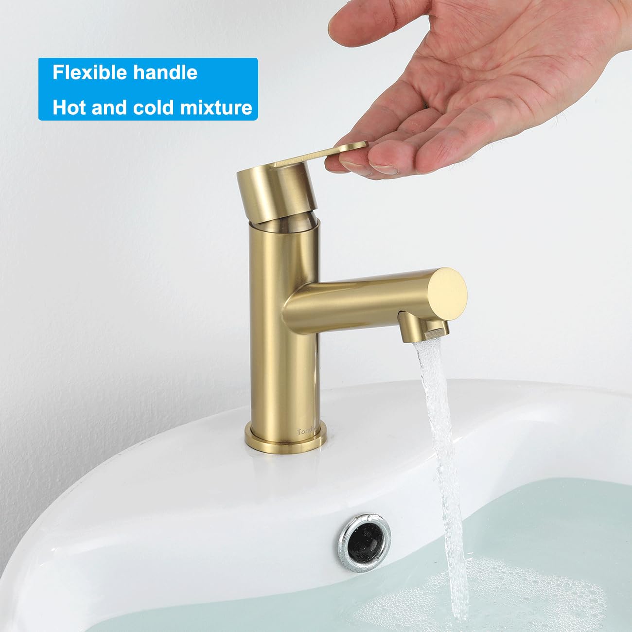 Robinet Doré pour Salle de Bains, Mitigeur Lavabo Monocommande | Robinetterie de Lavabo en Acier Inoxydable | Cartouche Céramique | Mousseur Remplaçable