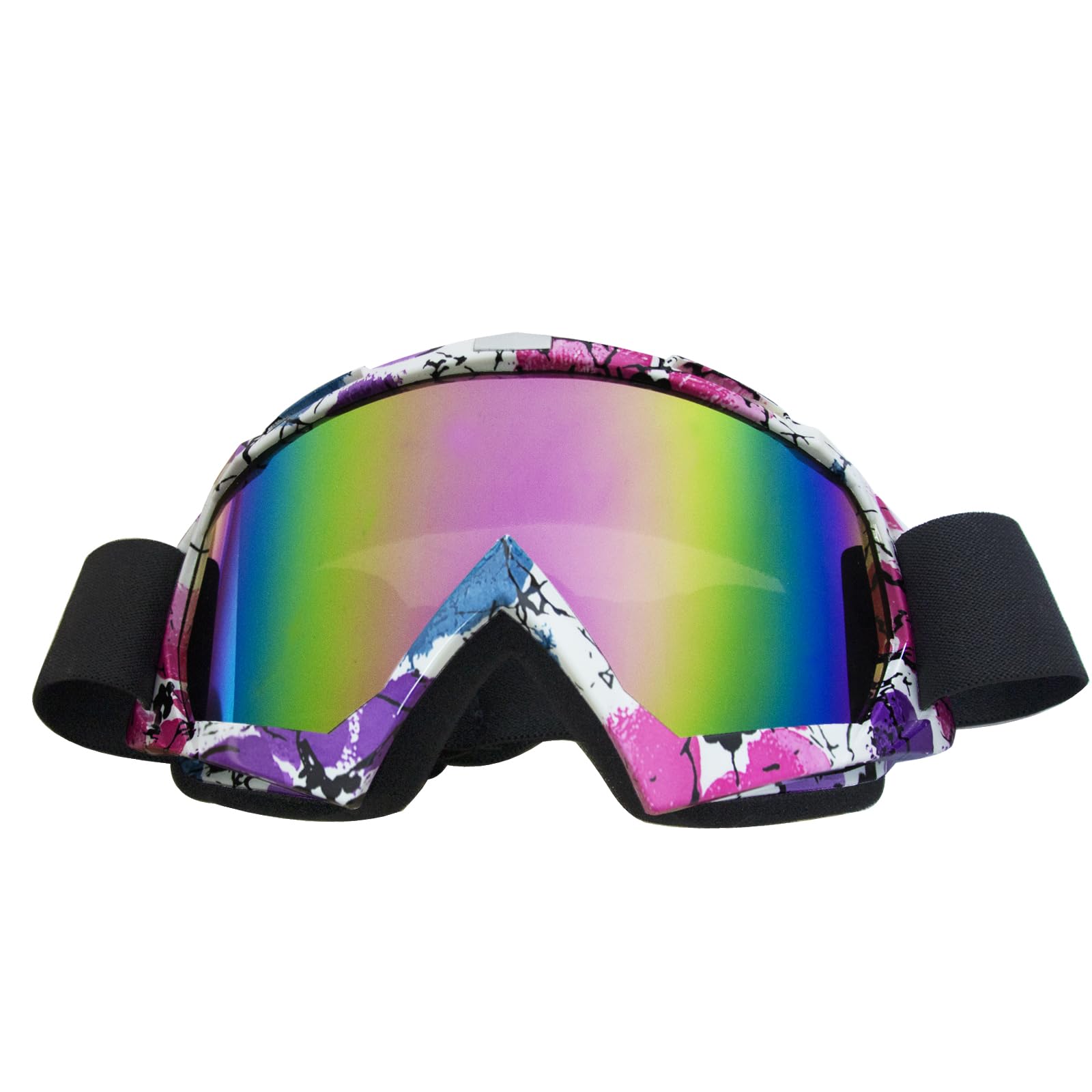 Gafas de motocicleta para motocross, cuatrimotos, cuatro ruedas, UV 400, todoterreno, Mx, casco de carreras, para hombres, mujeres, adultos, jóvenes y niños (marco rosa + lente de color rosa)