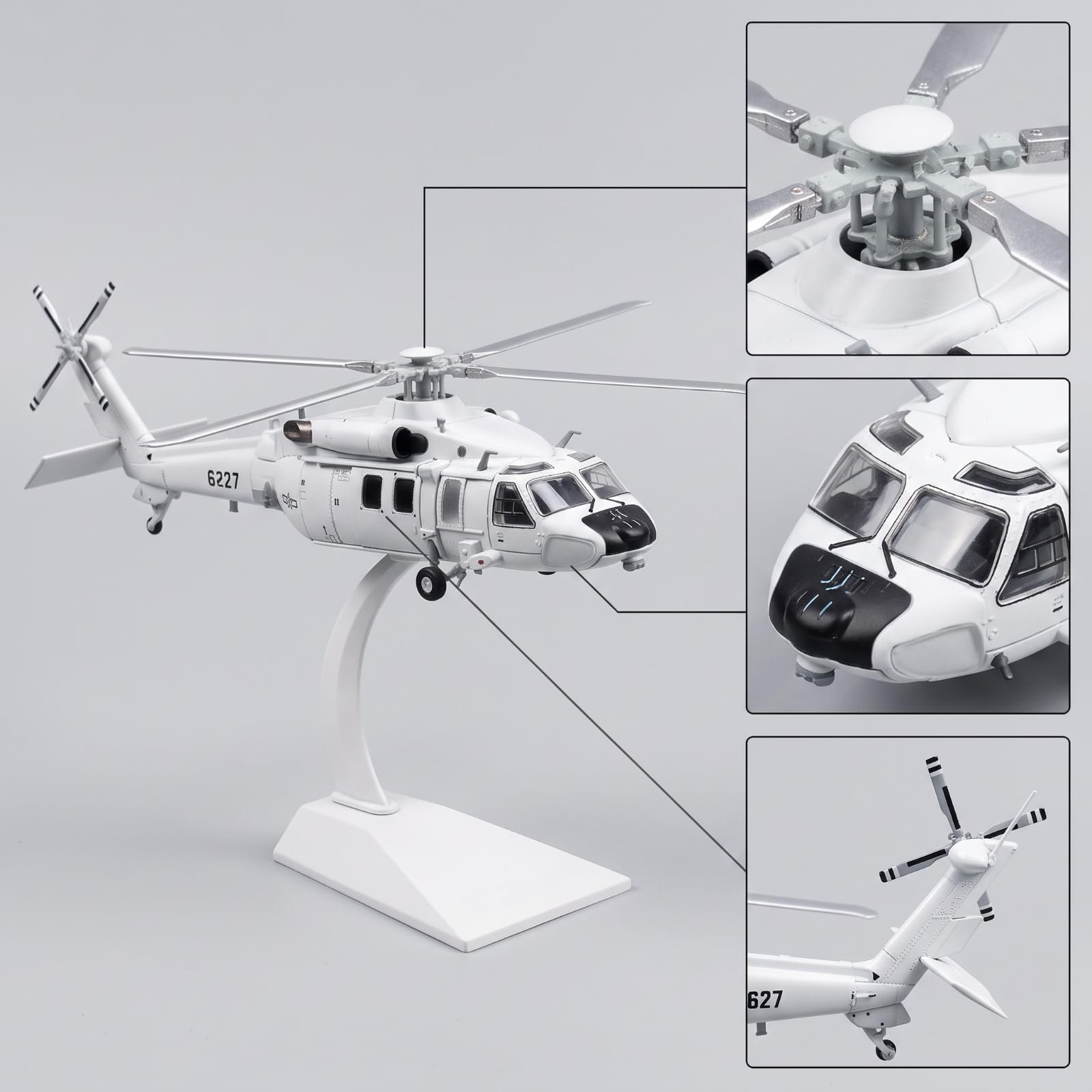 Aircraft Replica Z-20 Elicottero Modello con Aspetto Realistico Materiale In Lega di Zinco Montaggio Completo con Stand Presentazione Professionale, Stile a 3