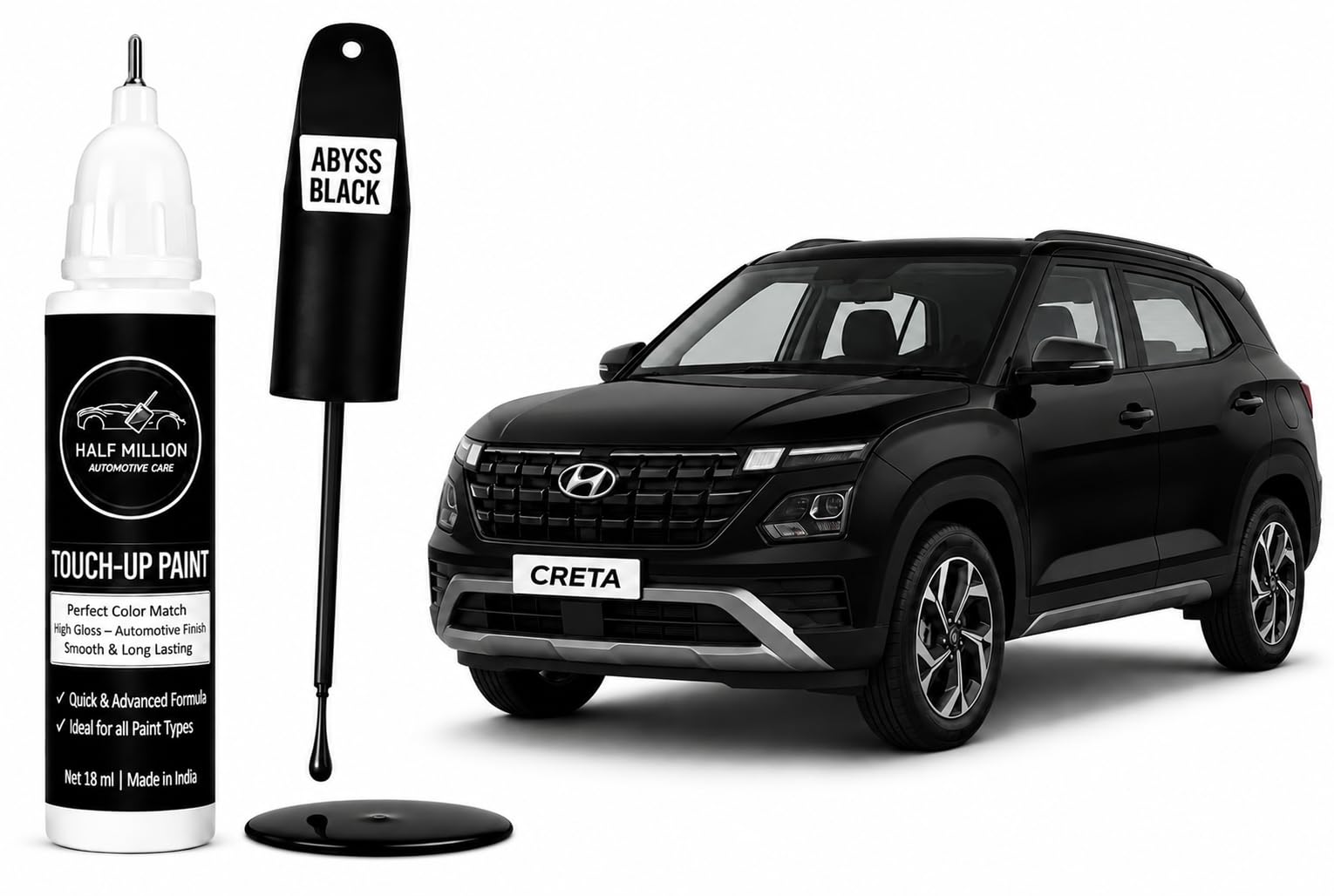 HALF MILLION® Car Touch Up Paint Pen for Hyundai Creta Abyss Black (A2B) | Factory Color Matched | 2K Paint Technology | Car Scratch Remover & Paint Chip Repair | Quick Dry Formula | Rust Protection | 18ml-image-38