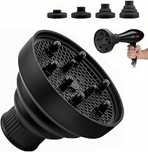 Curly Hair Diffuser, Foldable Silicone Dryer Diffuser, Universal Diffusers for Dryers, Foldable Hair Diffusers for Dryers, Curling Dryers Adapter, Portable Blower Accessory, Black