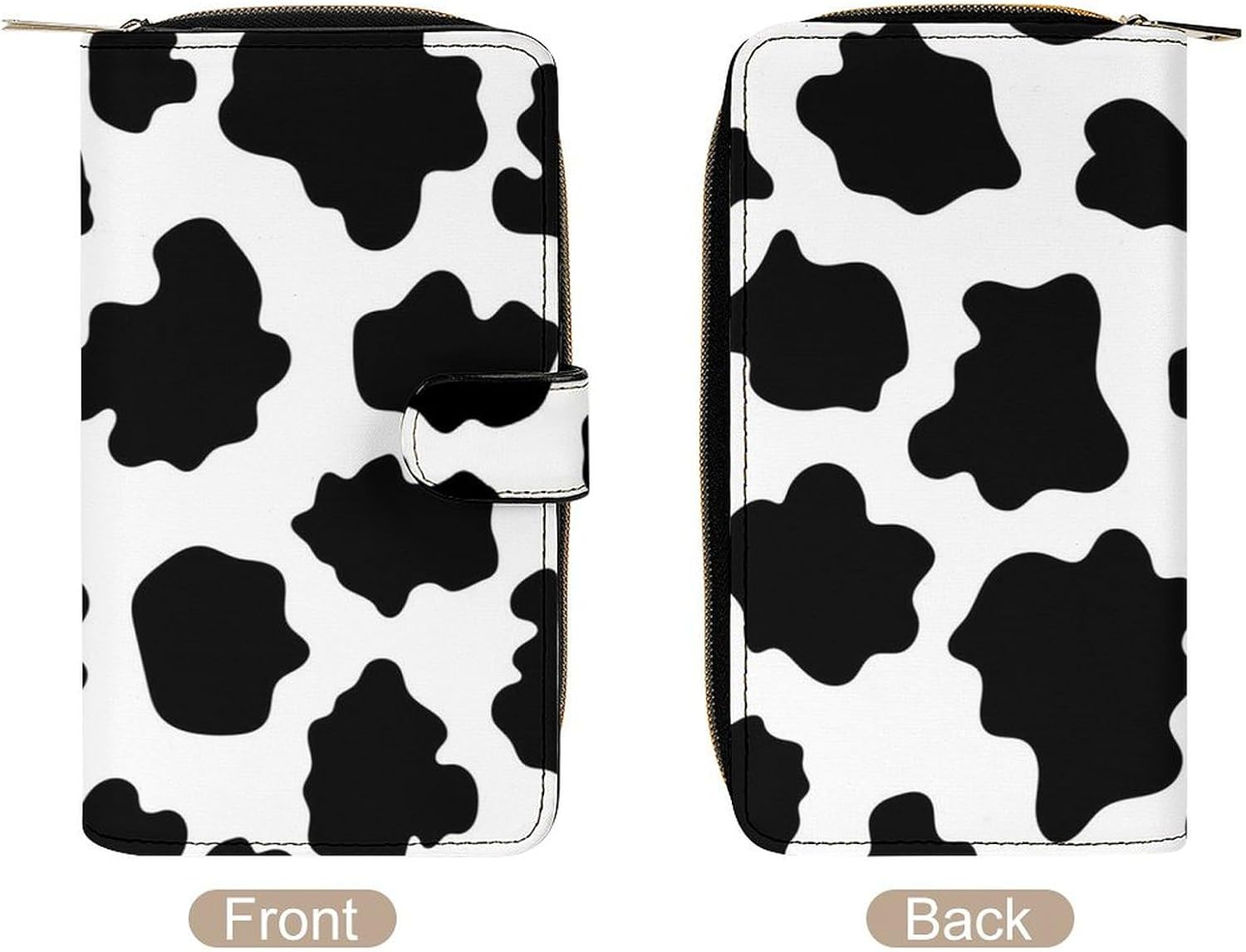 Black White Milk Cow Spots Print Pattern Portable Leather Multifunctional Wallet