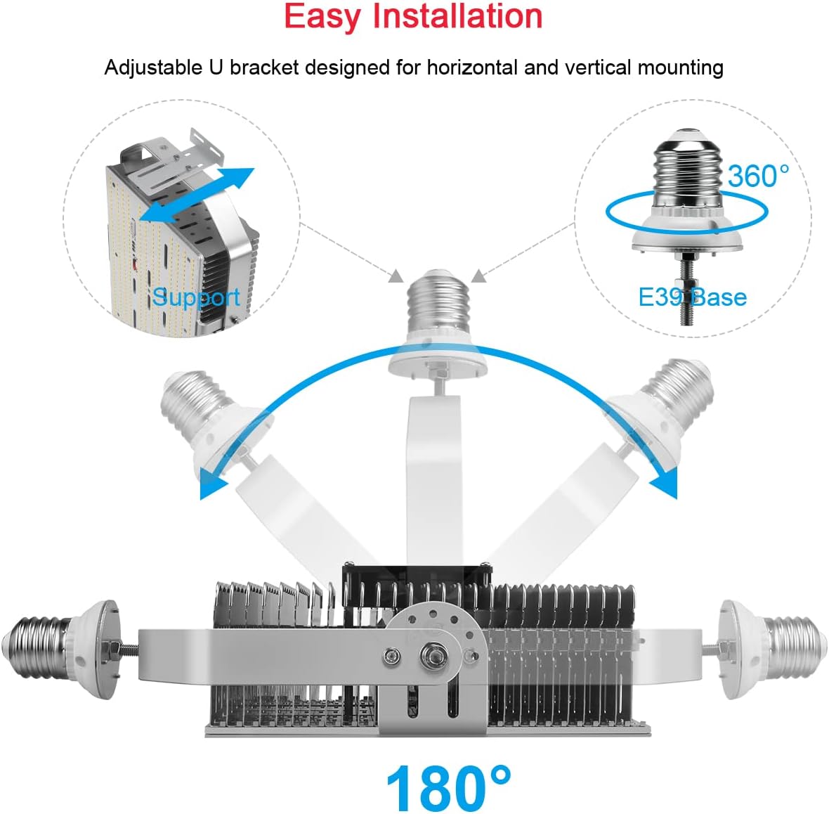 🔥 300W LED Retrofit Kit for Shoebox 5700K E39 Mogul Base Replacement 1200W HPS Pole Light Brightness ETL DLC Listed (Input 100-277V)