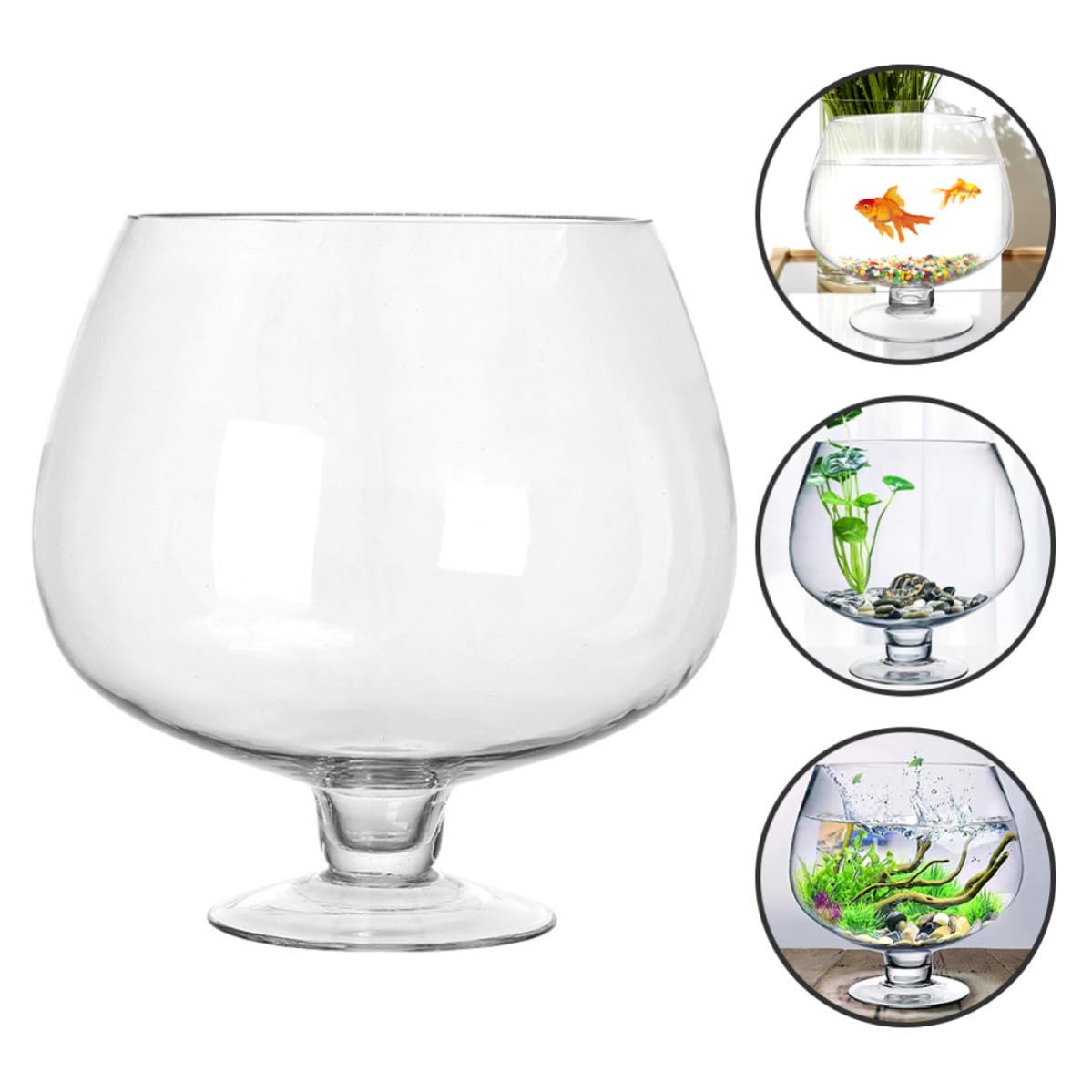 Veemoon Aquarium Multifonction en Verre Transparent pour Poisson Betta, Capacité 4000ml, Surface Lisse Pratique, pour Maison et Jardin