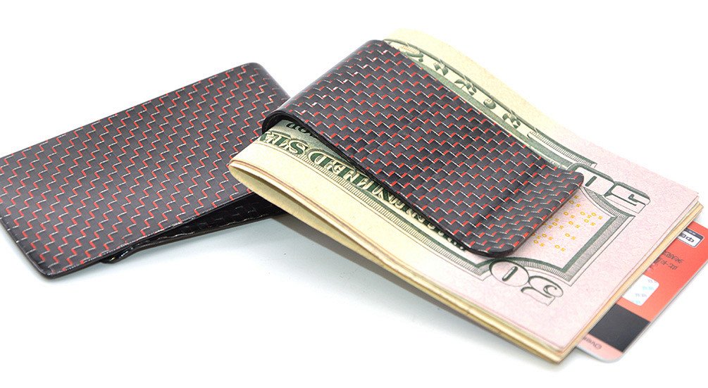 biznes męski klips na banknoty pieniądze włókno węglowe posiadacz karty bankowej złoty, Czerwony, Grand, Nowoczesny