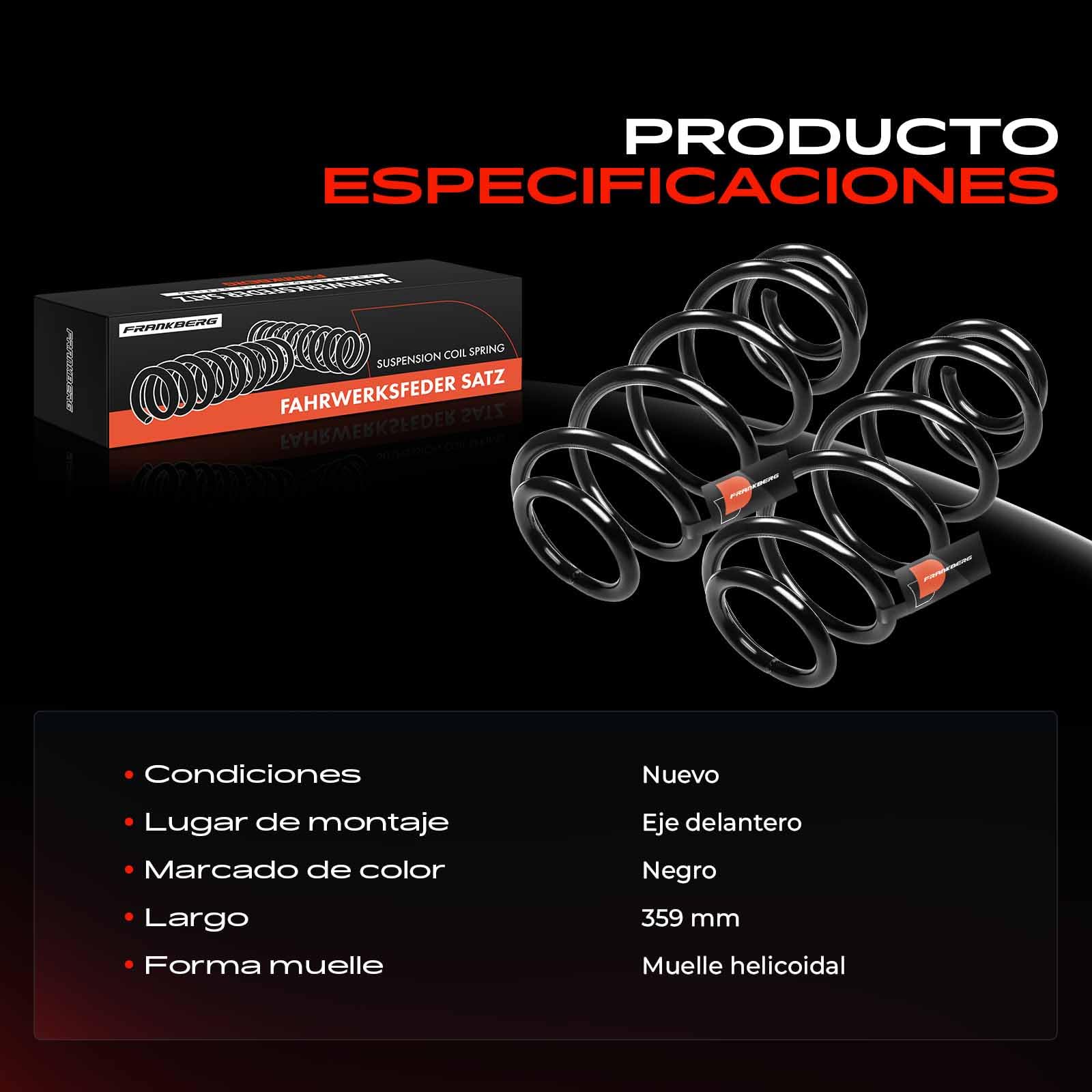 Frankberg 2x Muelles de chasis Muelles de suspensión Compatible con A4 8D2 P.a.s.s.a.t Variantee 3B5 A4 Avant 8D5 P.a.s.s.a.t Variantee 3B6 P.a.s.s.a.t 3B2 Replace# 8D0411105AQ