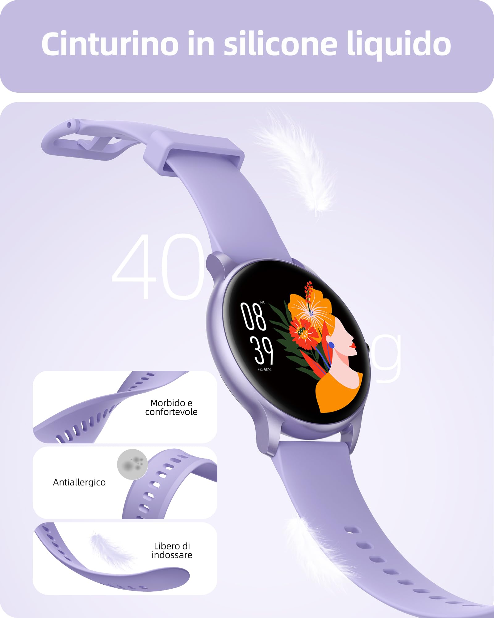 Parsonver Smartwatch Uomo Chiamate Bluetooth, 100 + Modalità Sportive, 1.32" Fitness Sportivo Orologio Fitness Monitor del SpO2/Sonno/Cardiofrequenzimetro, Smart Watch Android iOS, Viola, SPROD1 | 1.32" Fitness Sportivo Orologio con Monitor del SpO2/Sonno