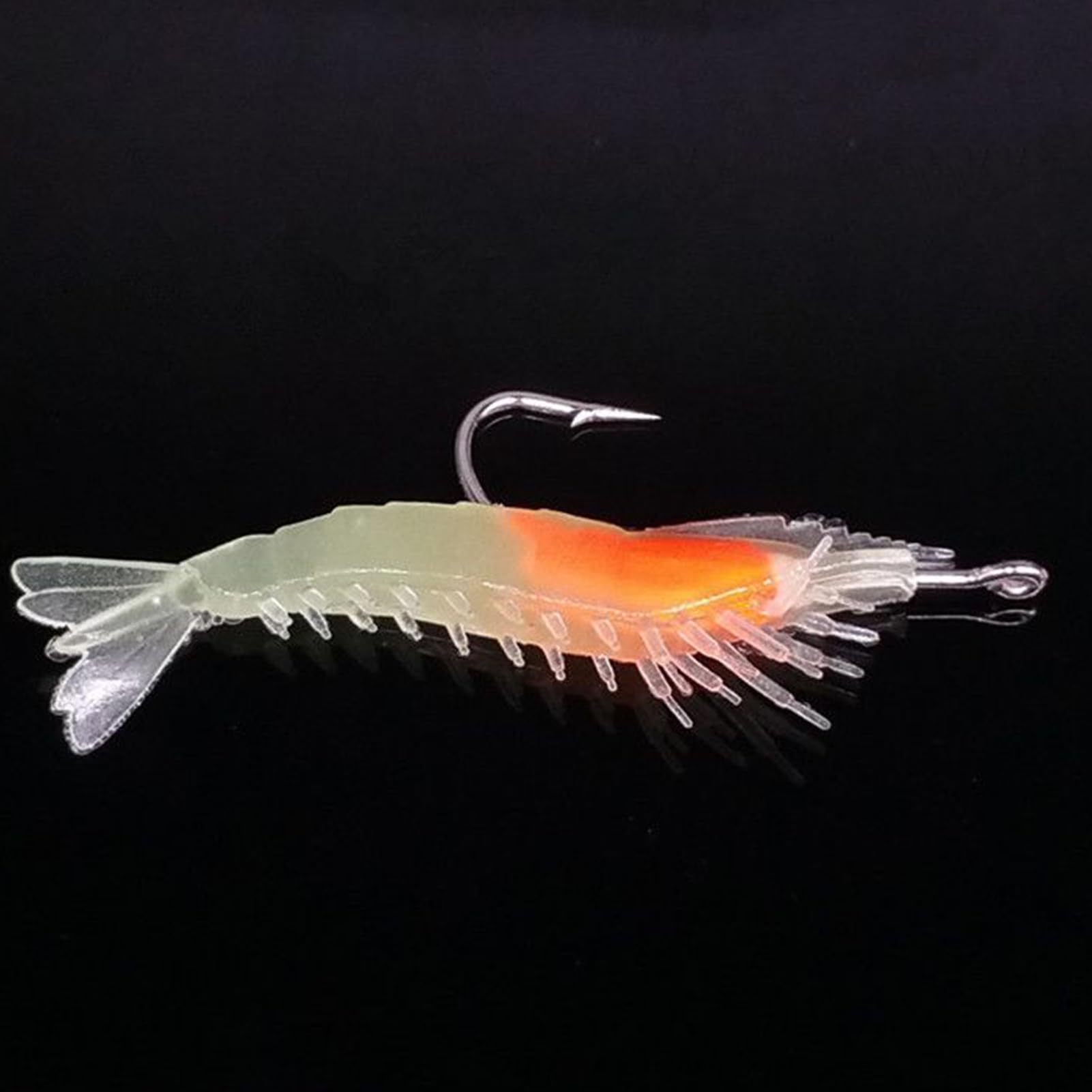 Esche di Gamberetti, Esche Acqua Salata, 4 Pezzi Artificiali Luminose per Branzino sul Mare Lago Fiume Spiaggia Riva