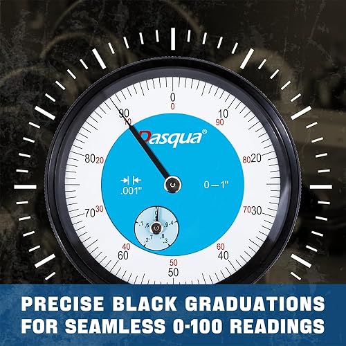 Miniatura 2 de Dasqua Indicador de esfera de precisión calibrado de 0-1 pulgada sonó de medición con graduación de .001 pulgadas, lengüeta trasera, 5122-4210