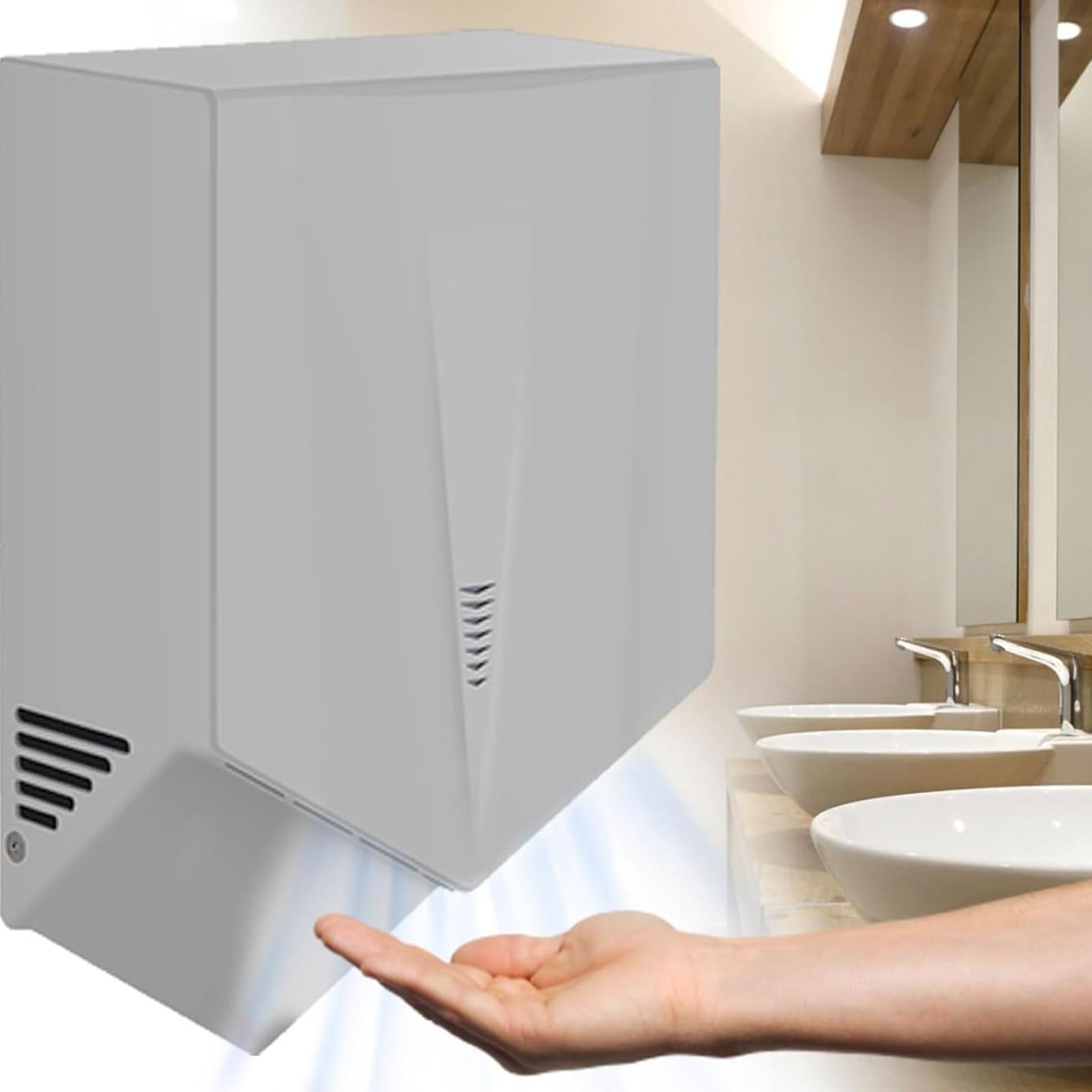 Hand Dryer for Toilets Commercial, 1500W Electric Hand Dryer, Wall Mounted Hand Dryers, Automatic Induction Low Energy Hands Drying Device for Kitchen, Bathroom, 6-10 Seconds to Dry(Gray)