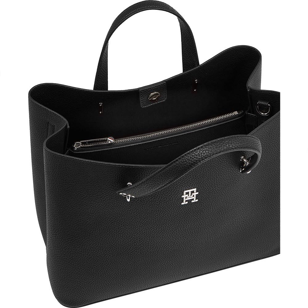 Tommy Hilfiger Damen Satchel Tasche Emblem abnehmbarer Schulterriemen