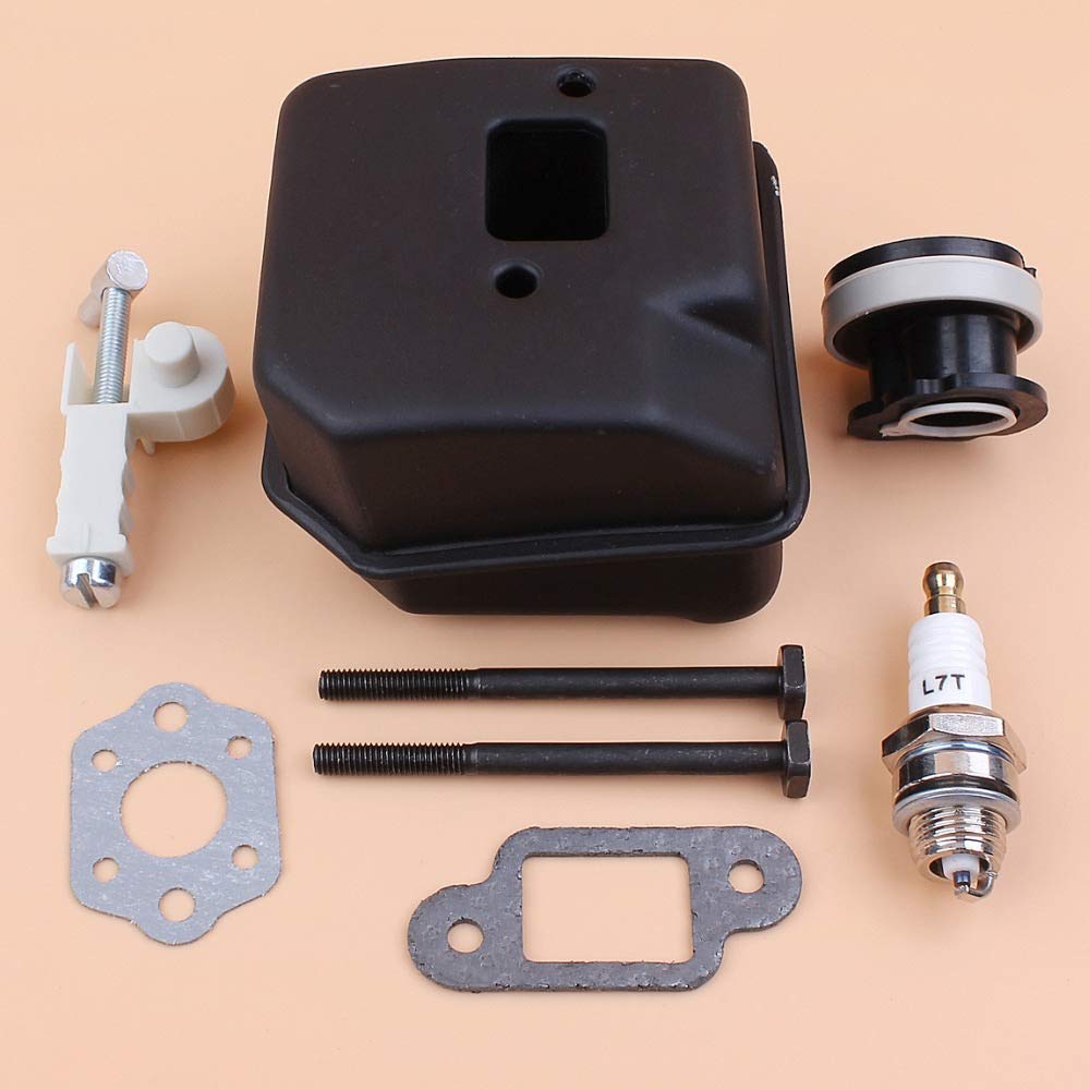 Kit collettore di aspirazione del tendicatena del silenziatore di Scarico Compatibile con STIHL MS180 MS 180 MS170 018017 Ricambi per motoseghe a Benzina 1130140 0600