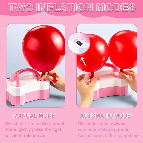 Miniatura 4 de Bomba eléctrica de globo de aire, portátil de 110 V 600 W, doble boquilla, inflador eléctrico de bomba de aire para decoración de fiestas con