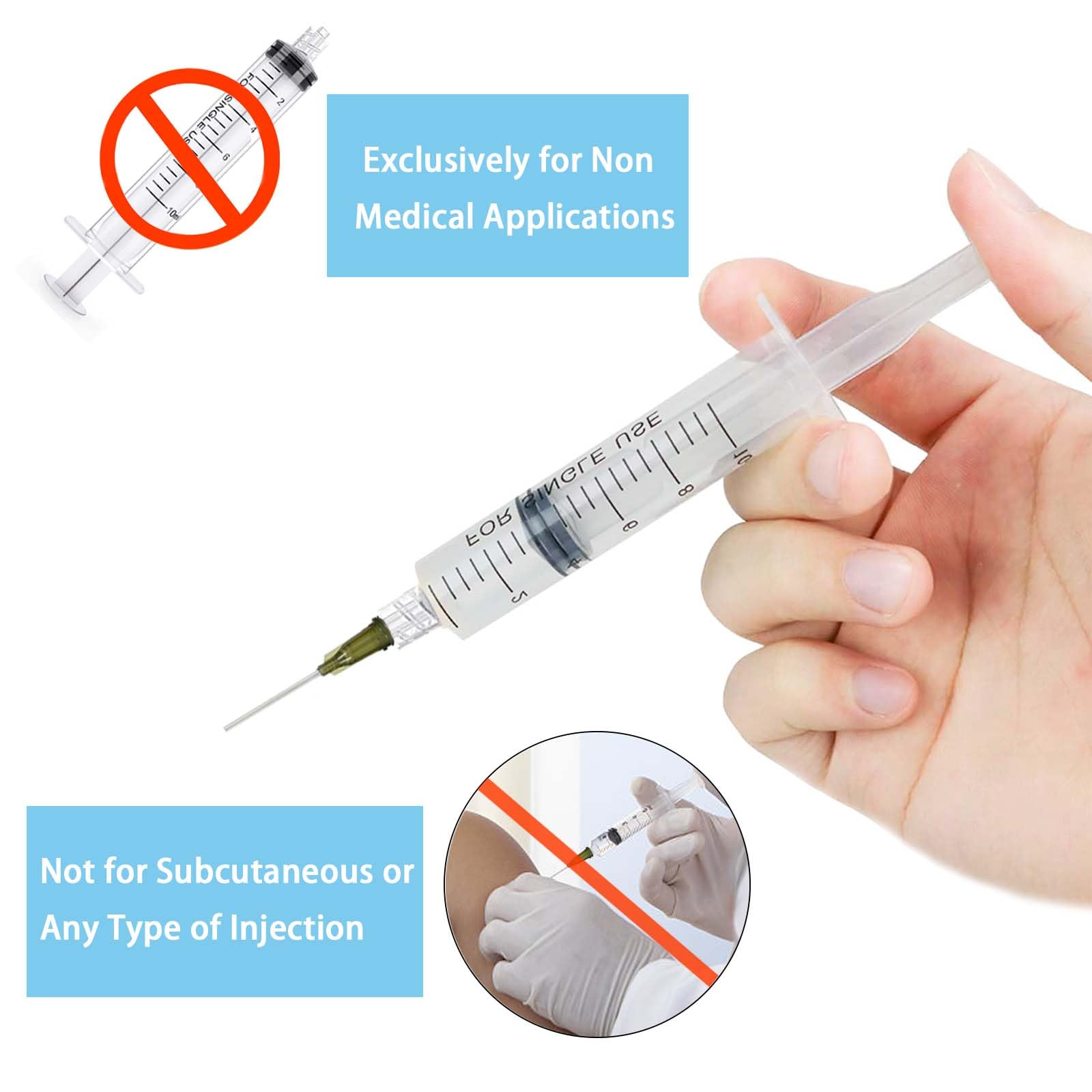12 strzykawek o pojemności 10 ml z igłą Trwałe plastikowe strzykawki siarze z 2 igłami do dozowania, idealne do precyzyjnych dawek, warsztatów, ogrodnictwa i pielęgnacji zwierząt