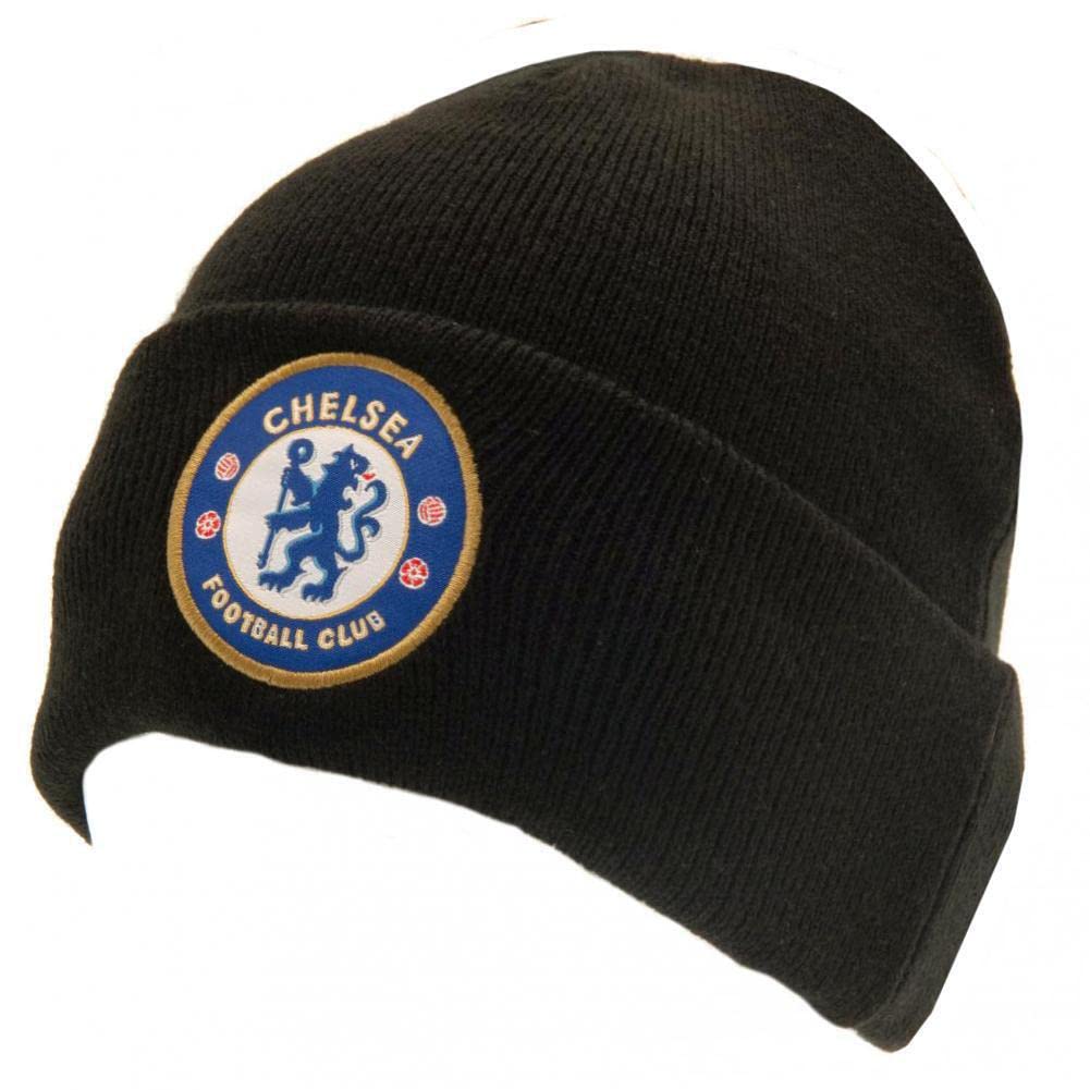 Chelsea FC Authentic EPL Knitted Turn Up Beanie Hat Black One Size