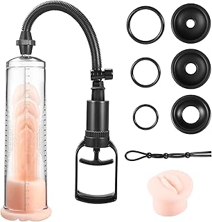 Men's Penis Vacuum Pump Strengthen Enlarger Booster Extender Device Male Penis Enlargement Extend Pump Enhancer Masturbator Vagina Sleeve, Penis Rings Include