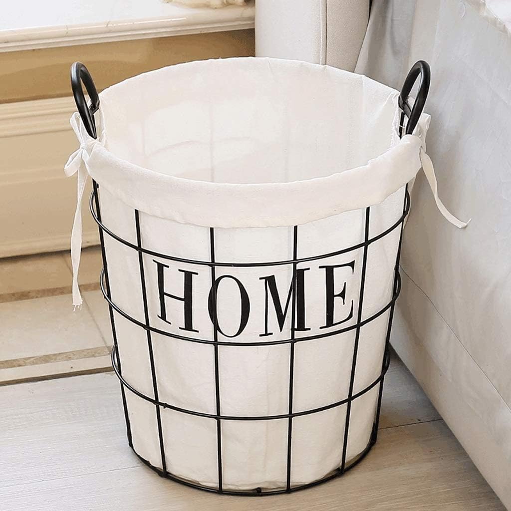 Nordic Wrought Iron Toy Storage Basket Fabric Hamper Large Laundry Basket Home Storage Bucket Simple Dirty Clothes