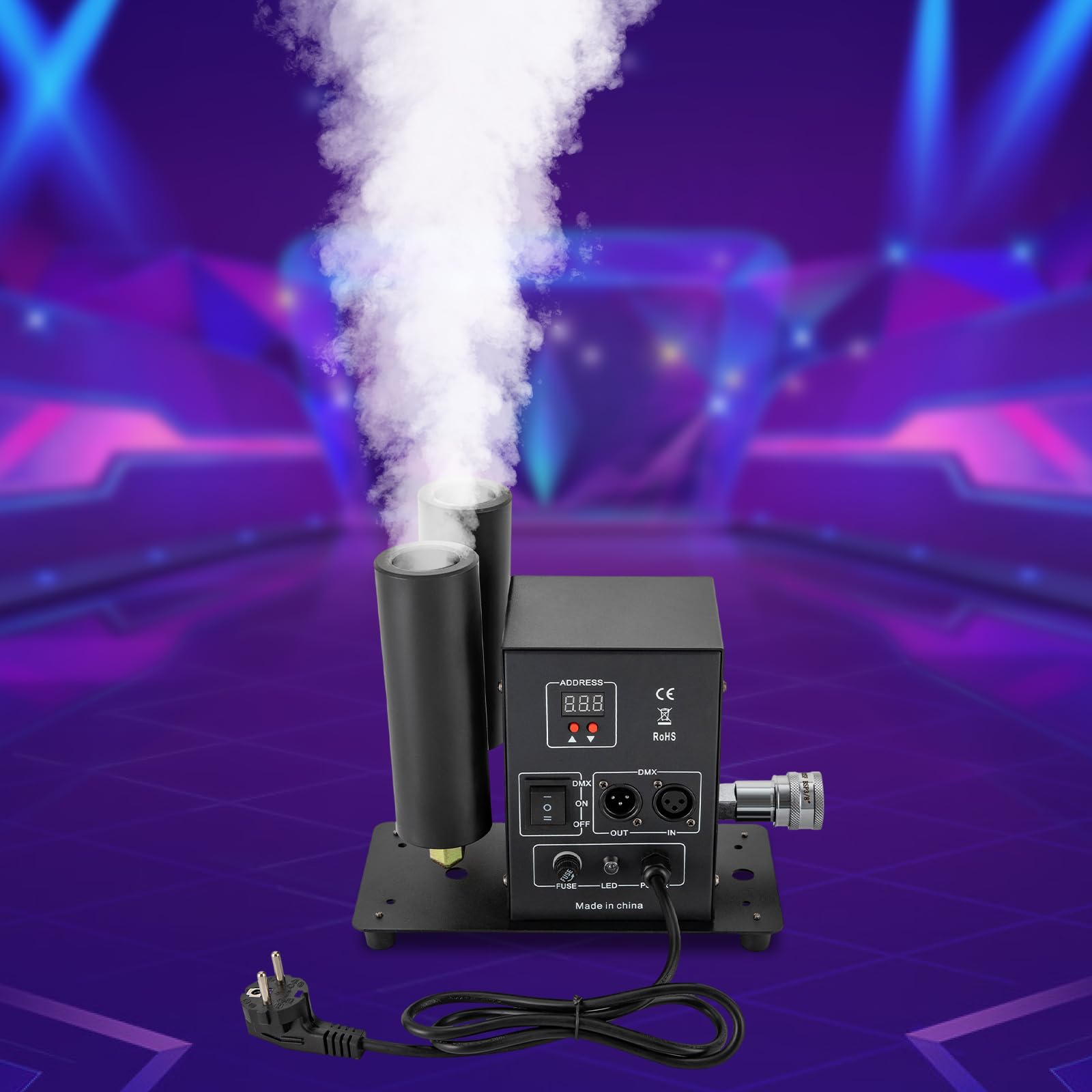 Co2 Jet Machine - Máquina de humo de doble tubo Co2 Cryo Jet + manguera de 5 m, 200 W, DMX, manual, modo de control dual, para bares, banquetes, bodas