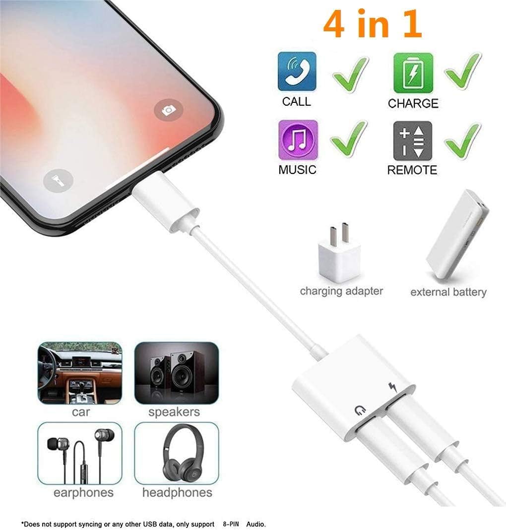 WILLMLEGED [MFi Certified] iPhone Headphones Adapter Splitter, 2 in 1 Dual Lightning Audio Charger Cable Aux Audio Adapter Converter Compatible for iPhone 14/13/12/11/Pro Max/XS/XR/X/8/7/6/Plus/5/5e