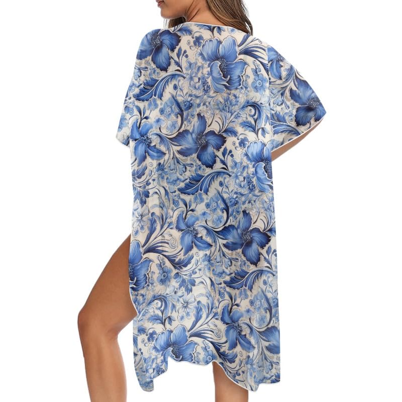 Irisjudy Women Beach Cover Up Cardigans Chiffon Open Front Kimono, Cute Fruits Loose Bathing Suit Cover Ups Wraps - Main Image