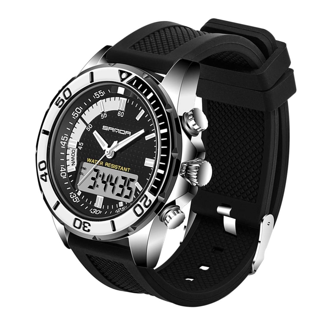 Montre quartz hommes LULI 5296 bracelet silicone et alarme date