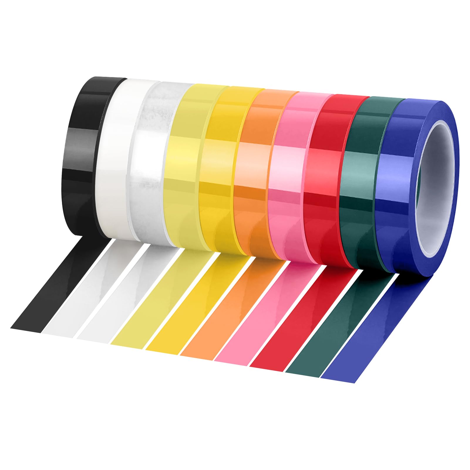 Vinyl Tape 10 Rolls 3/4 Inch x 22yd Heat Resistant Vinyl Thin Masking Tape High Temperature Pinstripe Tapes for Automotive Paint Electrical Insulation Sublimation Press Industrial Application