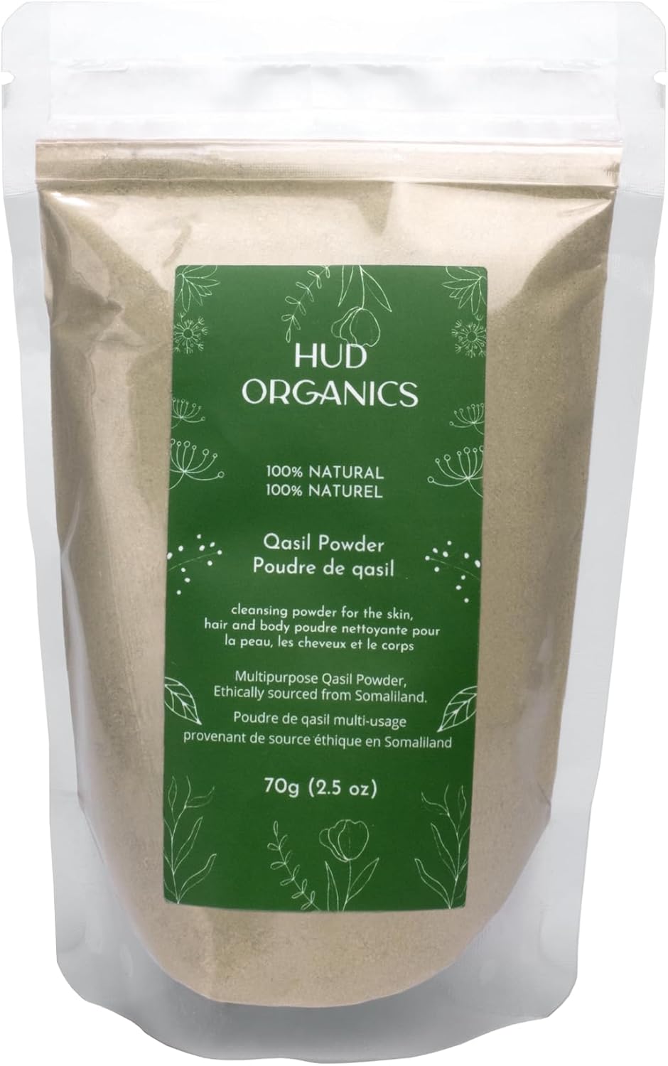 Hud Organics Qasil Powder Somali Natural Face Mask, Body Scrub 31 Care for All Skin Types, Deep
