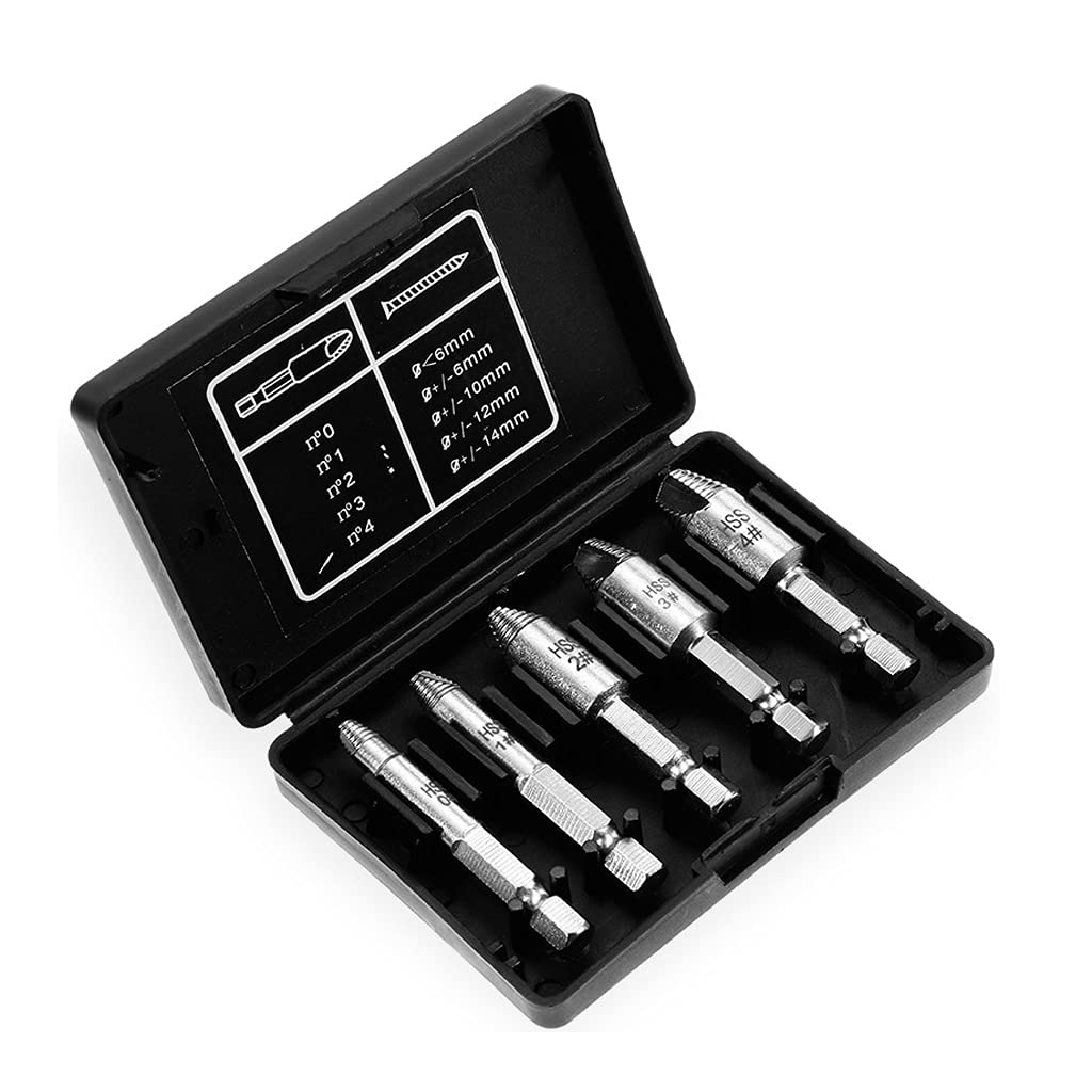 WYJJP 5Pcs Screw Drill Bits Easy Speedout Stripped Remove Damaged Tool Extractor Set Broken Stuck Screw Removal Tool Kit (Size : 300mm)