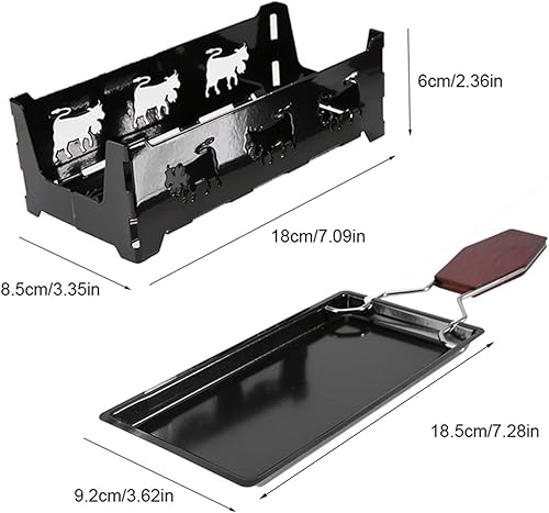 Miniatura 6 de Raclette - Parrilla de mesa de raclette, máquina de raclette antiadherente para queso, bandeja para hornear con mango de madera, parrilla coreana