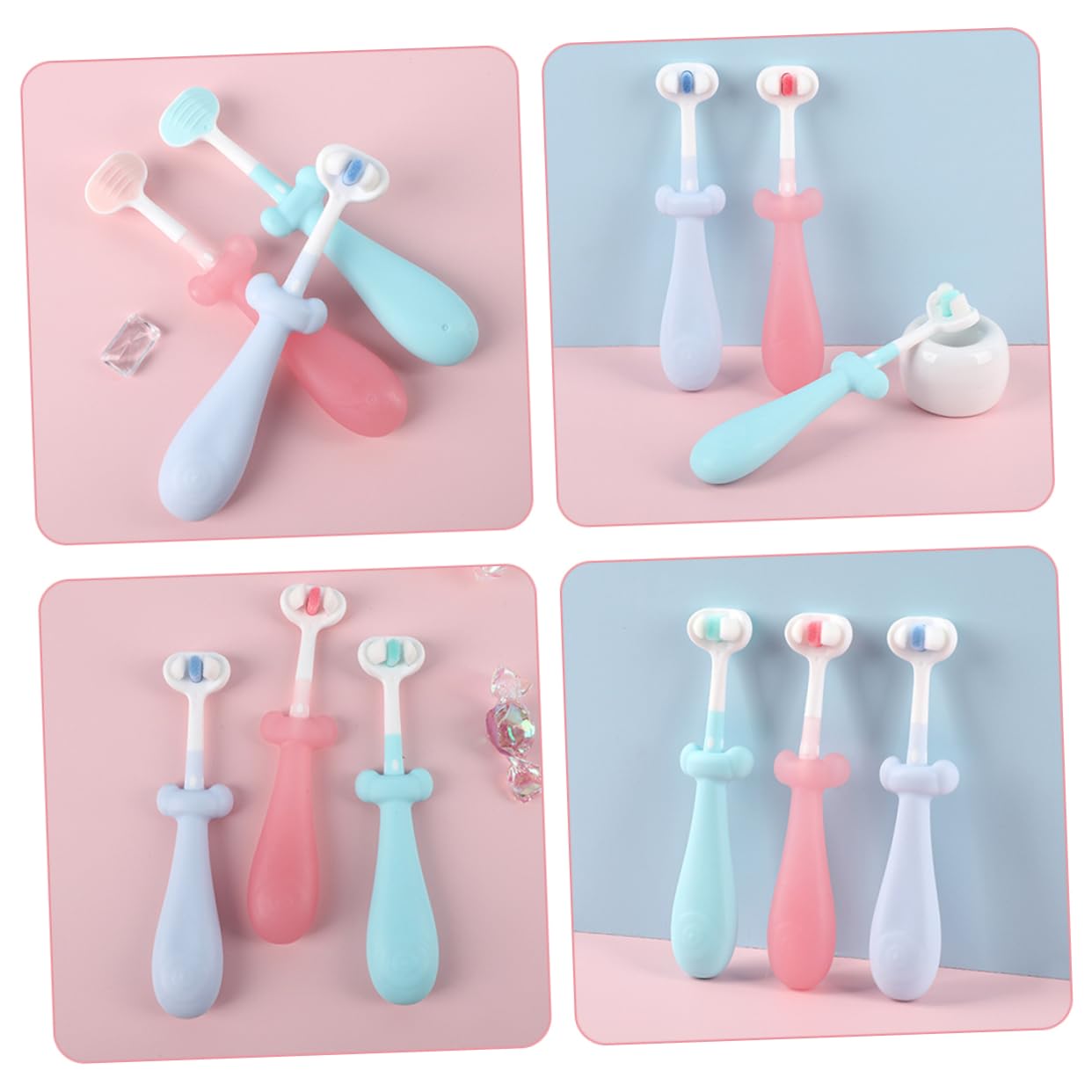 5 Set Spazzolini Per Antiscivolo E Setole Morbide Spazzolino Carino Per Denti Per Orale Dei Piccoli 3 Pezzi*5