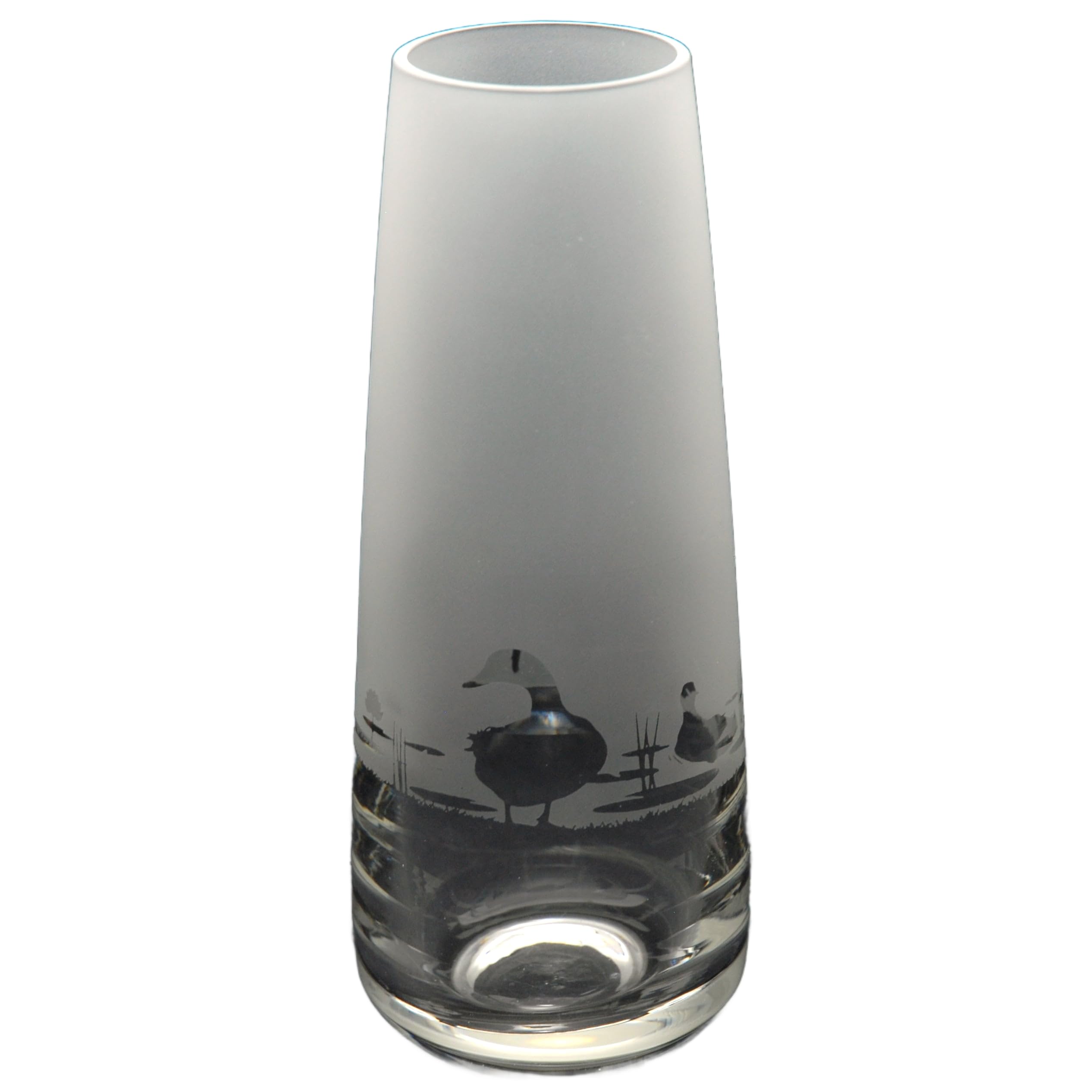 GLYPTIC GLASS ART Duck Hand Etched/Engraved Glass Bud Vase — image 1