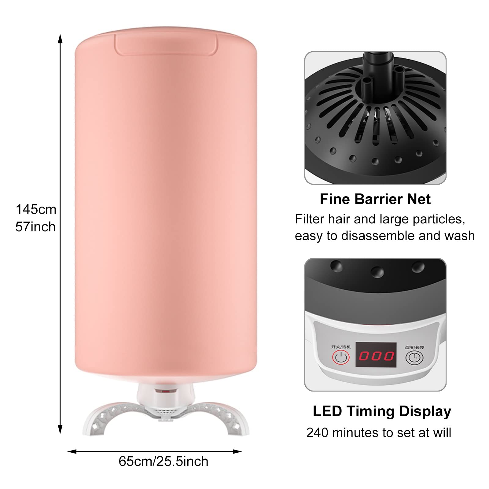 Secadora de Ropa Eléctrica Portátil 900W Tendedero de Ropa con Calefacción, Pantalla LED, Configuración de 240 Minutos, Marco de Acero Inoxidable de Calentamiento Rápido, Rodamiento de Carga de 15kg (