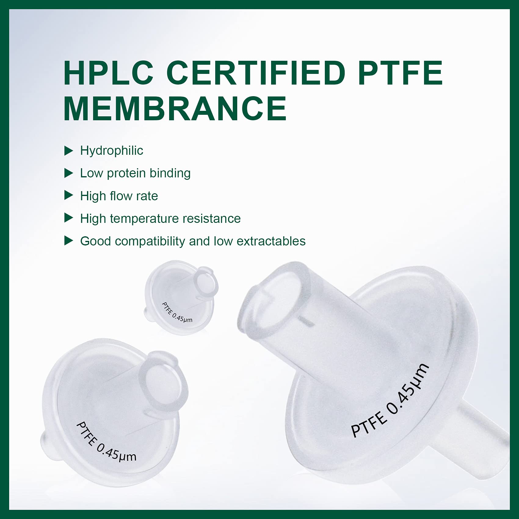 Filtres à seringues soudés [Membrane hydrophile PTFE] Diamètre 13 mm Taille des pores 0,22 μm pour filtration en laboratoire par Labfil (PTFE Hydrophile, Lot de 100)