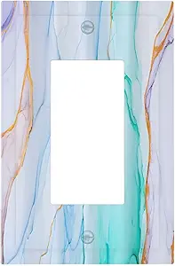 Decorative Outlet Covers Modern Ink Blue Green Marble Texure 1 Gang Rocker Light Switch Cover Plate Single Decora Light Switch Covers Wall Plate Faceplate for Kitchen Home Decor