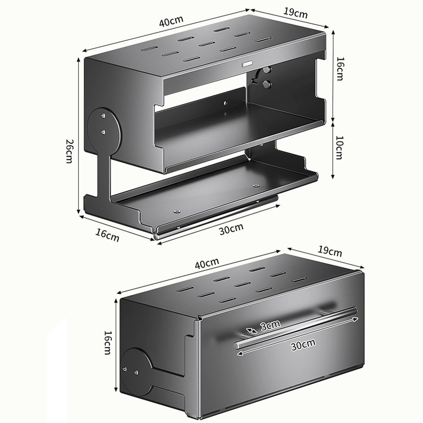 Armoire de Cuisine Murale avec Porte Rabattable, Organisateur de Garde-Manger Peu encombrant pour épices/Assiettes/Tasses, Buffet Multifonctionnel