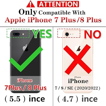 Yiakeng iPhone 8 Plusケース:iPhone 8 Plus電話ケース HDスクリーンプロテクター付き - ミリタリーグレードの保護ケースリング付き iPhone 8 Plus用ブラック