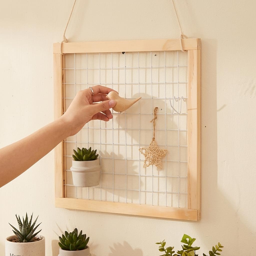 Celosías para terraza Exterior, de Madera, Decorativas Resistentes, Enrejado Pared Plantas, 10 Ganchos, 10 Unidades, Moderno Sencillo, Cuadrado
