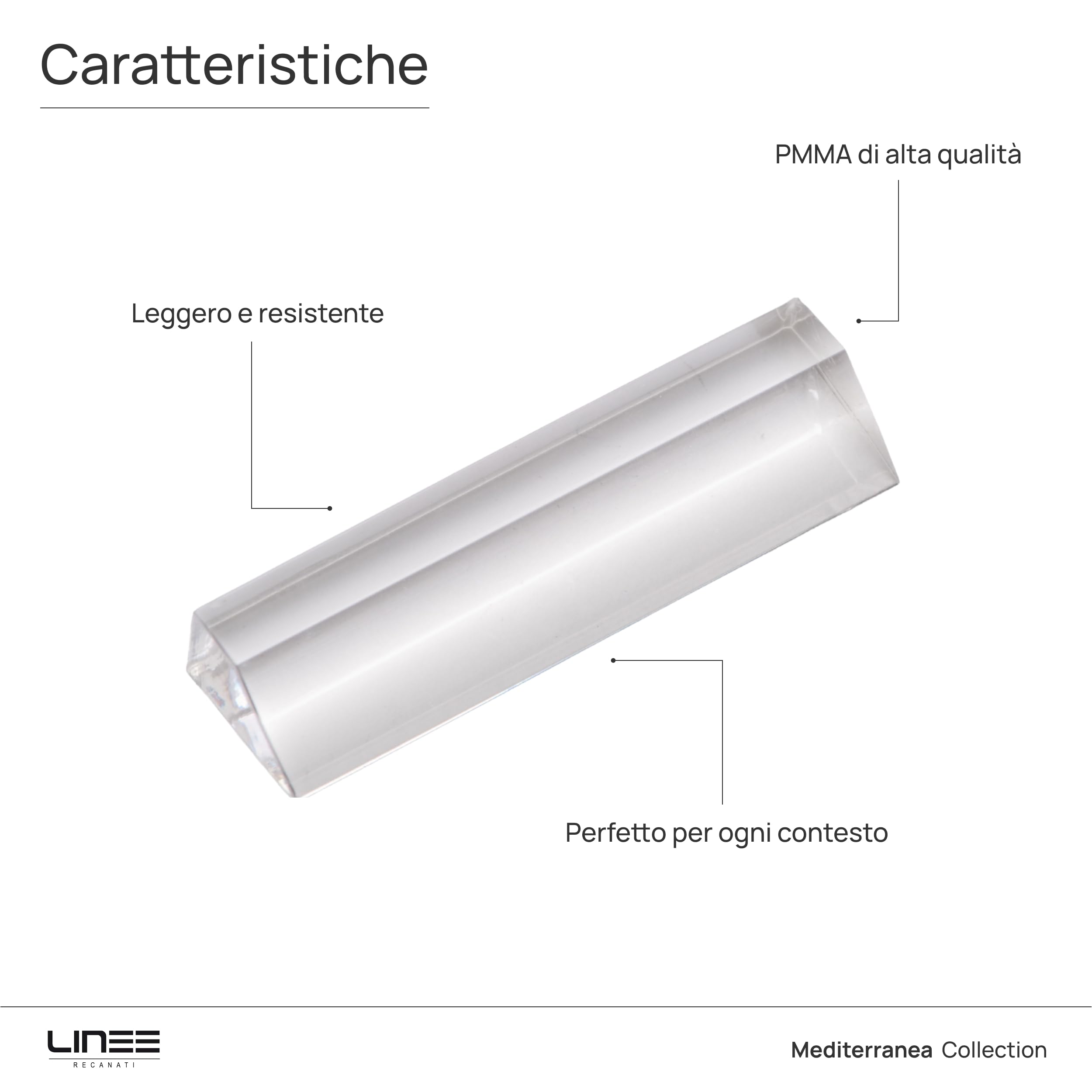 LINEE Recanati MEDITERRANEA Poggiaposate – Kit 6 Pezzi in PMMA Trasparente 7x2x1 cm – Accessorio da Tavola Elegante – Made in Italy