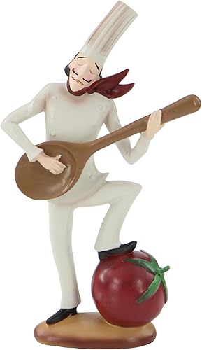 Miniatura 4 de Deco 79 Polystone - Estatuas decorativas de chef para decoración del hogar con instrumentos musicales, juego de 3 figuras de acento de 8 x 3 x 14
