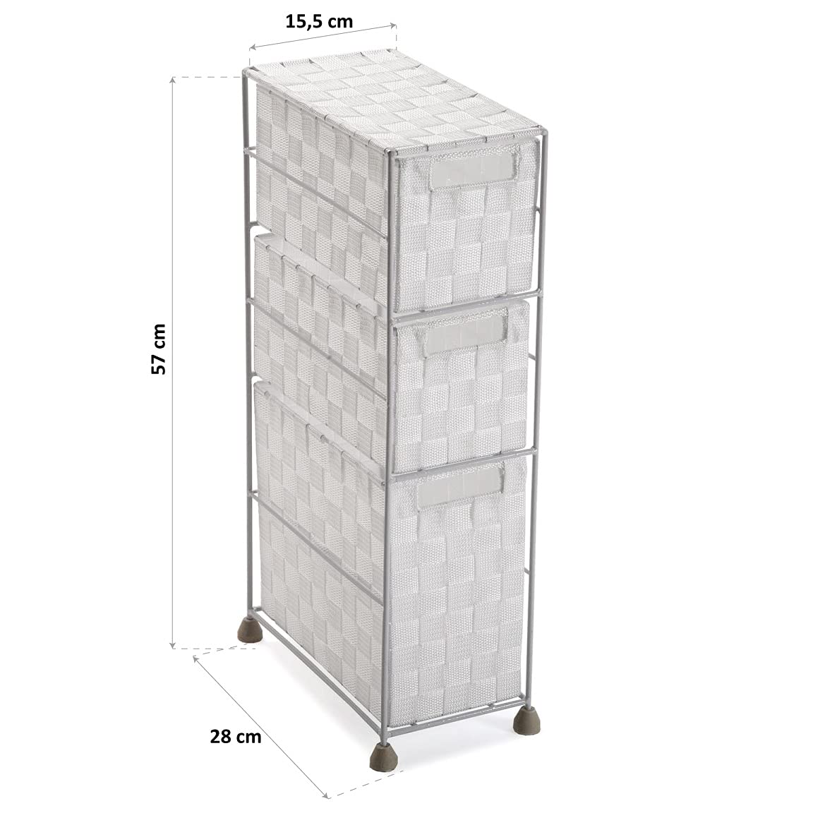 Versa Mannheim Meuble de salle de bain auxiliaire avec 3 tiroirs pour organiser, rangement moderne et amusant, dimensions (H x L x l) 57 x 28 x 15 ,5 cm, métal et nylon Versa Mannheim Meuble de salle de bain auxiliaire avec 3 tiroirs pour organiser, rangement moderne et amusant, dimensions (H x L x l) 57 x 28 x 15 ,5 cm, métal et nylon
