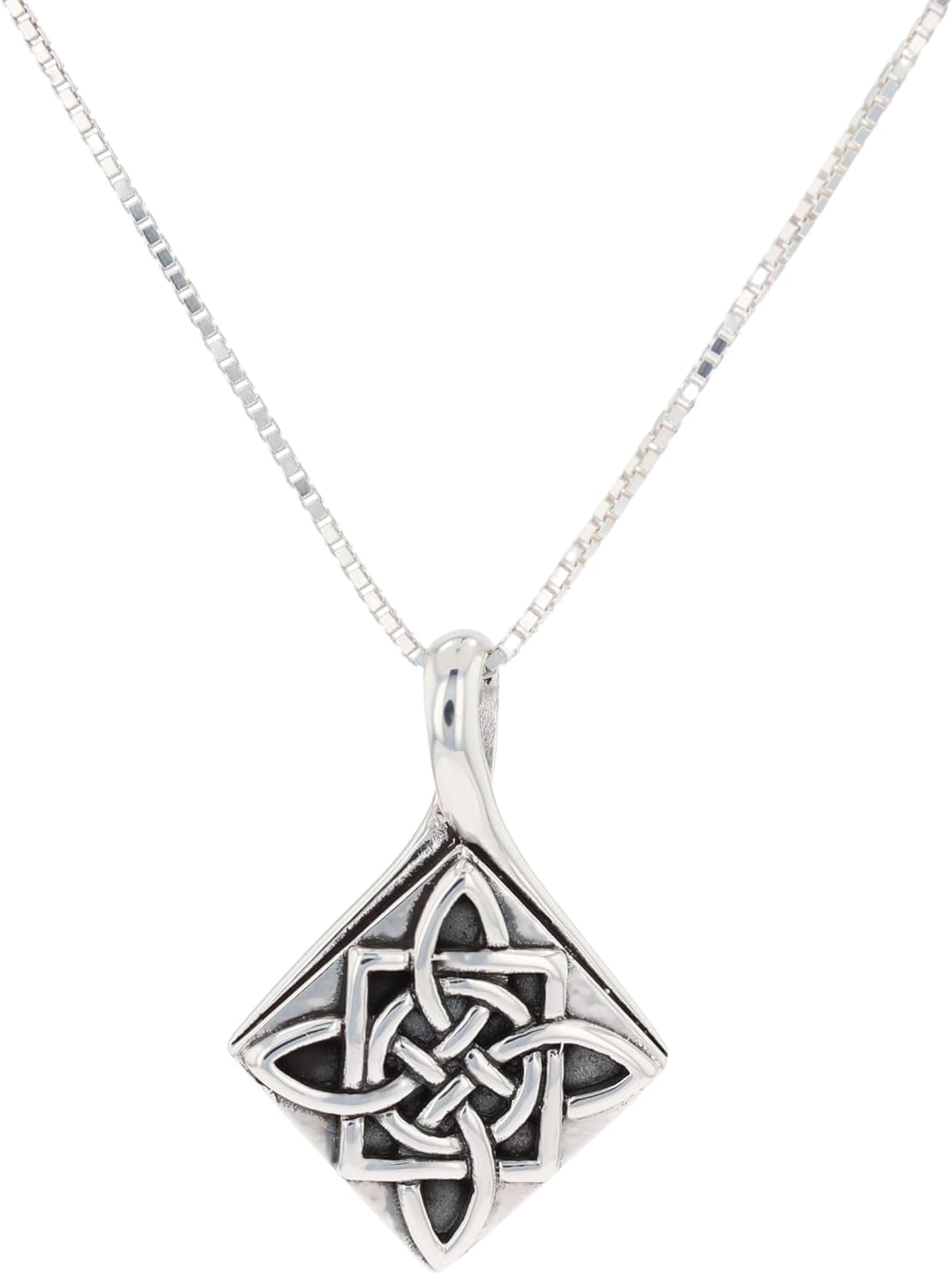 Jewelry Trends Sterling Silver Celtic Four Point Quaternary Knot Pendant Necklace 18"