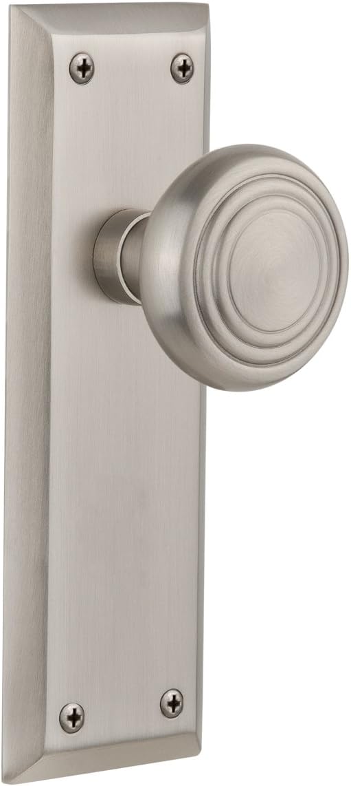 Nostalgic Warehouse New York Plate Passage Deco Door Knob in Timeless Bronze