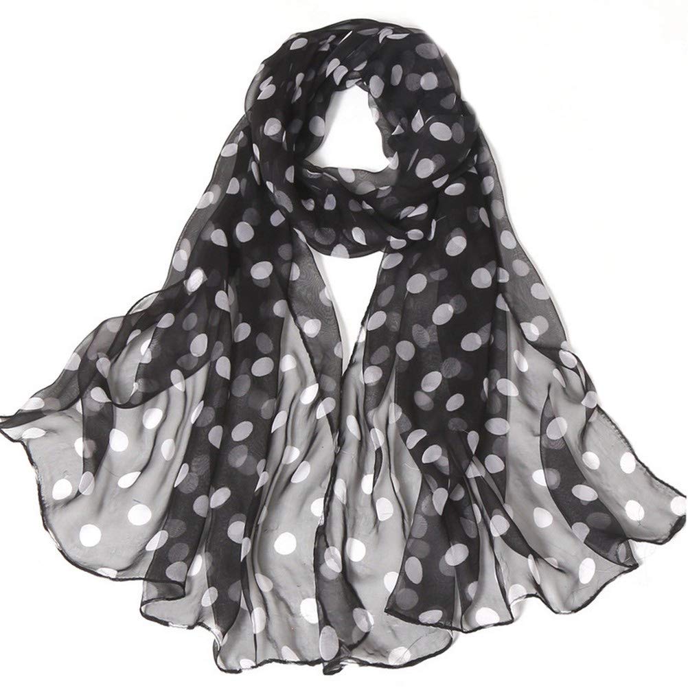 OKWIN Ladie's Long Polka Dot Chiffon Scarf, Sunscreen Silk Scarf Shawl Beach Towel, (size: 160cm*50cm)